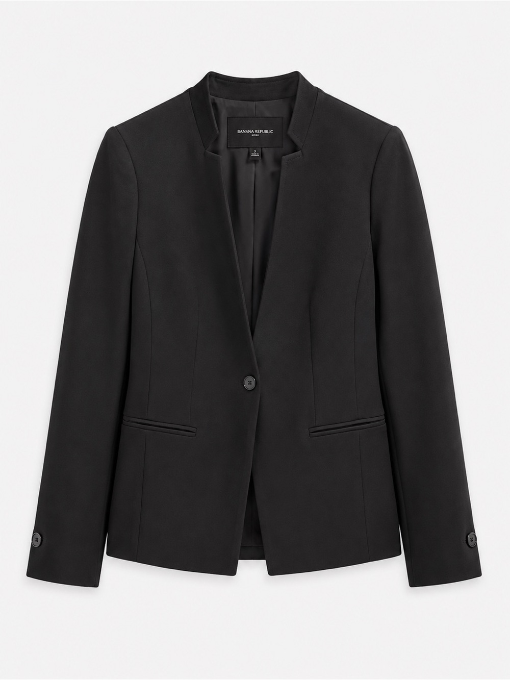 Banana Republic Black Collarless Single-Button Suit Jacket